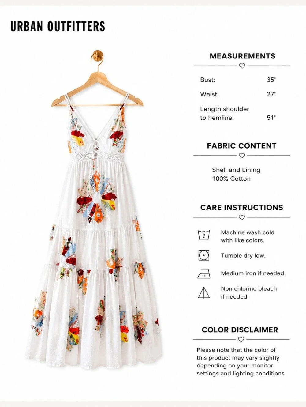 Urban Outfitters White With Multi Color Patchwork Maxi Dress | Size SP - Picture 4 of 5